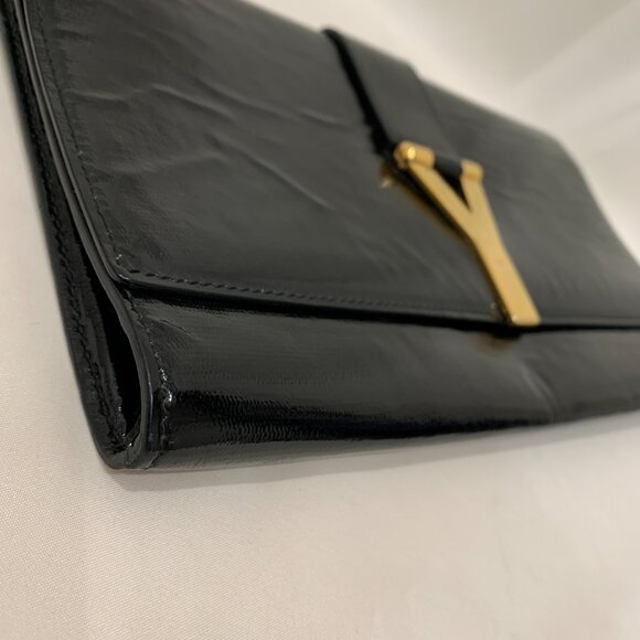 【6MK】YSL Crackled Patent Y Ligne Clutch Sku#84071 (Gently Used) - Picture 6 of 11